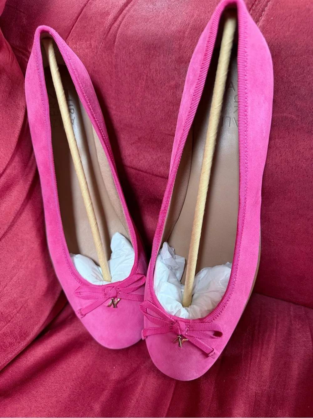 Naturalizer Hot Pink Suede Ballet Flats with Bow